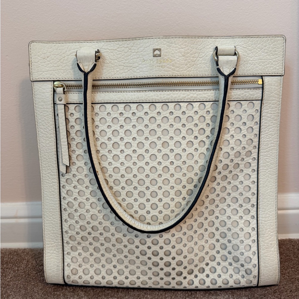 Kate Spade Cream Cane Style Leather Tote Bag - Designer Style